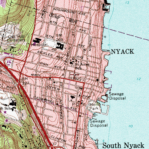 Topographic Map of Saint Paul's Evangelical Lutheran Church, NY