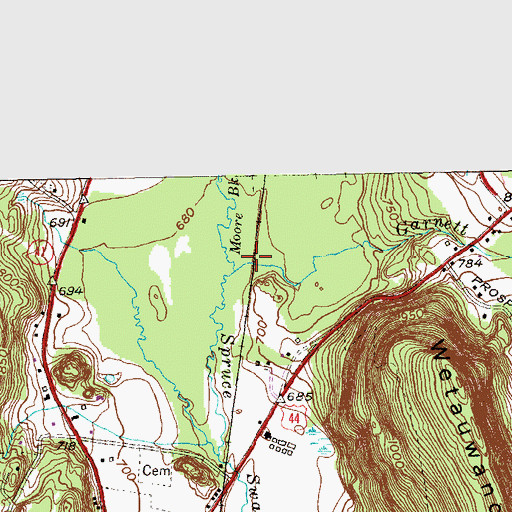 Topographic Map of Garnett Brook, CT