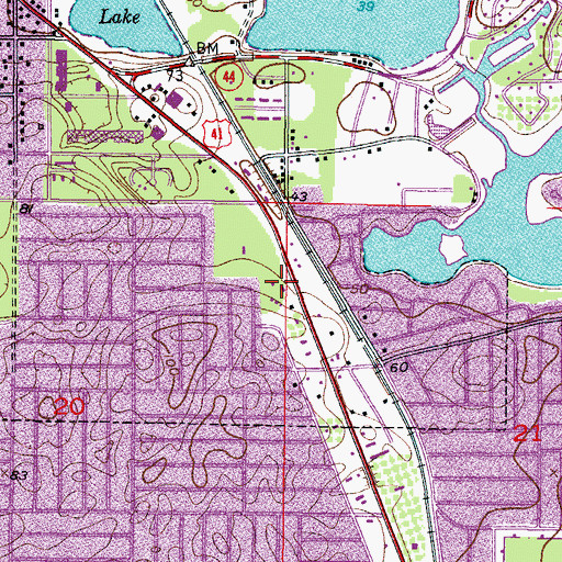 Topographic Map of SECO Electric cell phone tower, FL