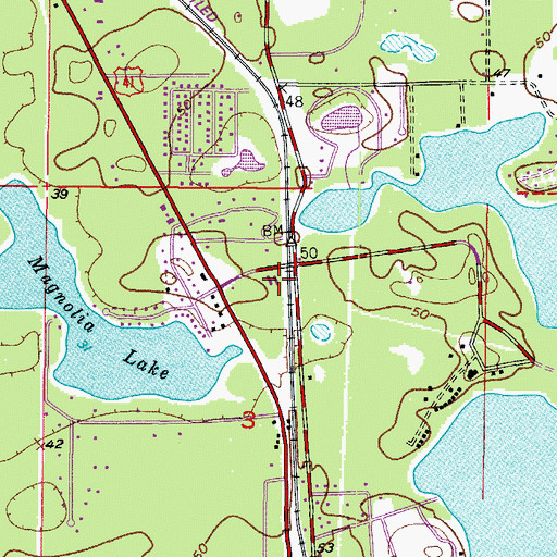 Topographic Map of Floral City water tower, FL