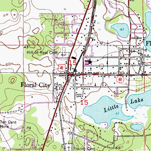 Topographic Map of Floral City Public Library, FL