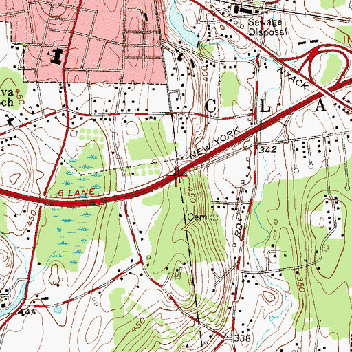 Topographic Map of Interchange 14A, NY
