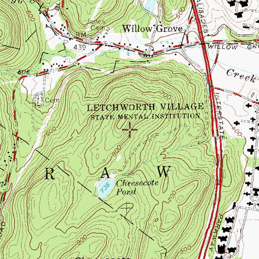 Topographic Map of Cheesecote Mountain Town Park, NY