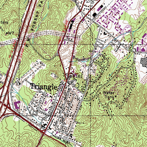 Topographic Map of Dumfries - Triangle Volunteer Fire Department Station 3F, VA