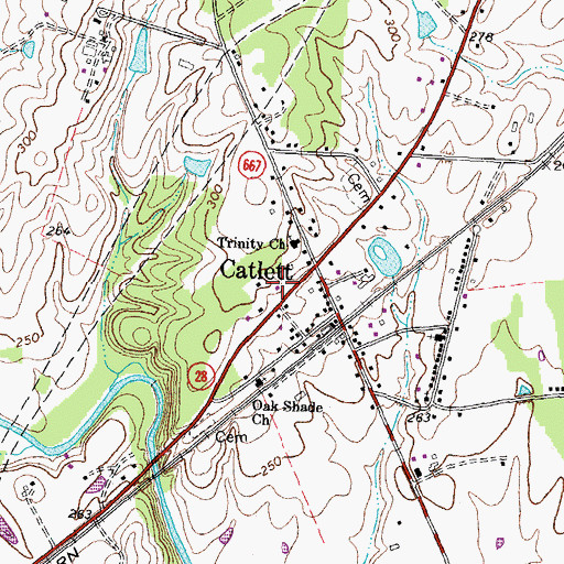 Topographic Map of Cedar Run Volunteer Rescue Squad, VA