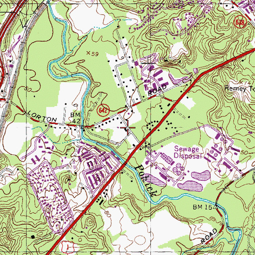 Topographic Map of Fairfax County Fire and Rescue Department Station 19 Lorton, VA