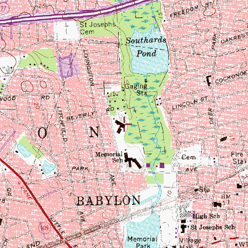 Topographic Map of Babylon Elementary School, NY