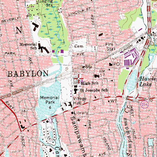 Topographic Map of Babylon Junior - Senior High School, NY