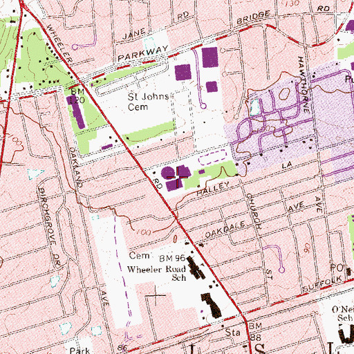 Topographic Map of Central Islip Senior High School, NY