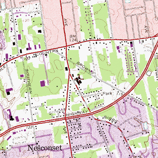 Topographic Map of Nesconset Elementary School, NY