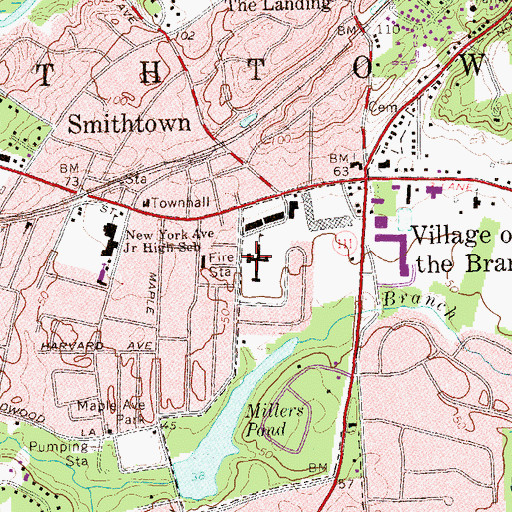 Topographic Map of Smithtown Elementary School, NY