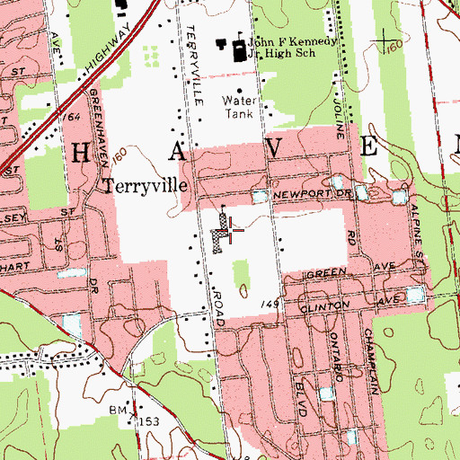 Topographic Map of Terrytown Road School, NY