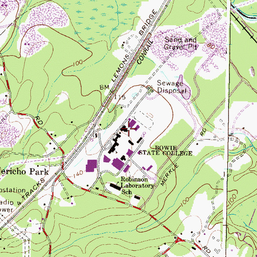 Topographic Map of Theodore McKeldin Gymnasium, MD