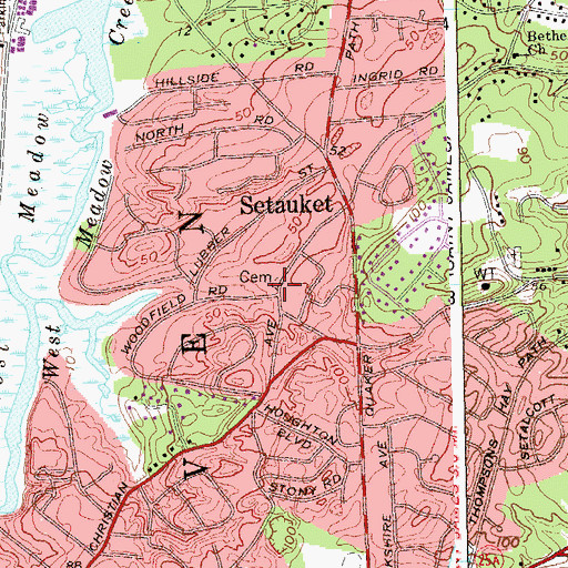 Topographic Map of Bethel Cemetery, NY