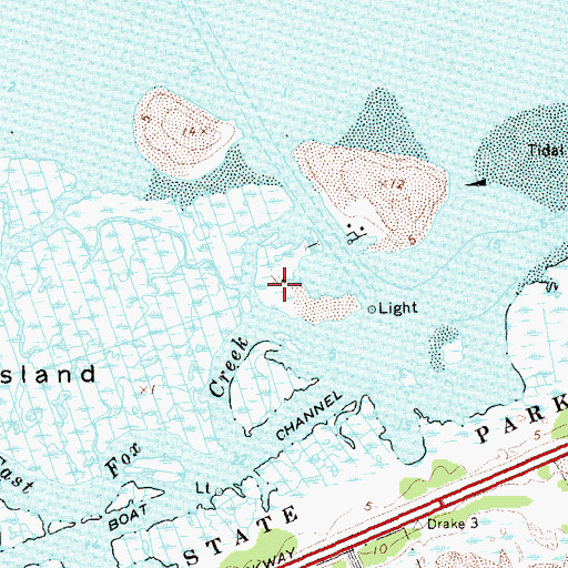 Topographic Map of Nezeras Island, NY