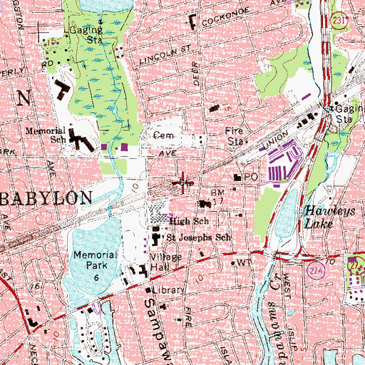 Topographic Map of Babylon Station, NY