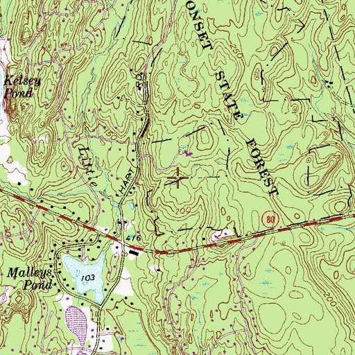 Topographic Map of Hall Lot Brook, CT