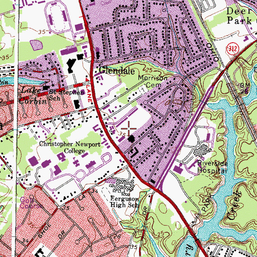 Topographic Map of Christopher Newport University Apartments, VA