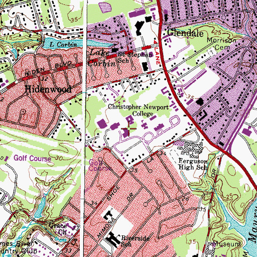 Topographic Map of Gaines Theatre, VA