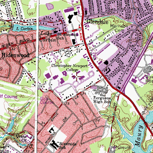 Topographic Map of McMurran Hall, VA
