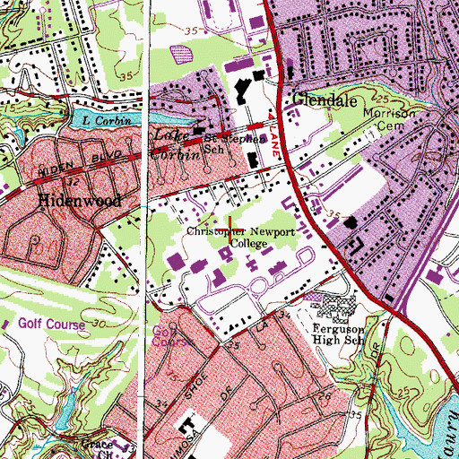 Topographic Map of Santoro Residence Hall, VA