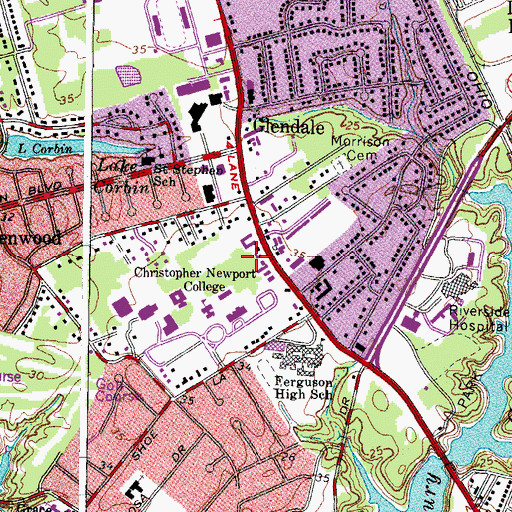 Topographic Map of The Freeman Center, VA