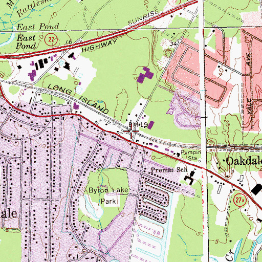 Topographic Map of Oakdale Station, NY