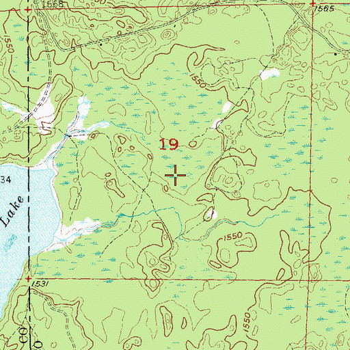 Topographic Map of Caroline Lake State Natural Area, WI