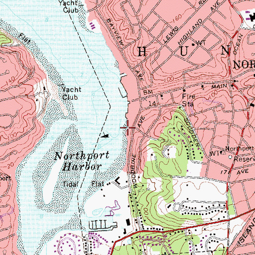 Topographic Map of Northport Yacht Club, NY
