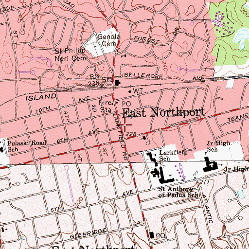 Topographic Map of East Northport School (historical), NY