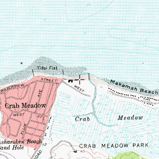 Topographic Map of Crab Meadow Beach Park, NY