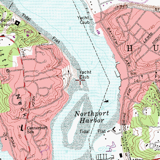 Topographic Map of Northport Beach, NY