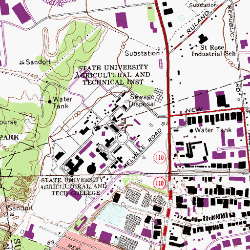 Topographic Map of Hicks Hall, NY