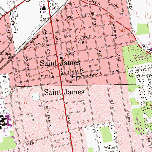 Topographic Map of Saint James Lutheran Church, NY