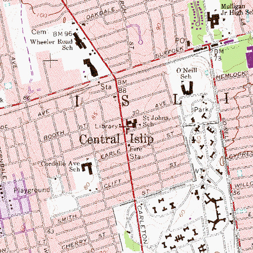 Topographic Map of Saint John of God Roman Catholic Church, NY
