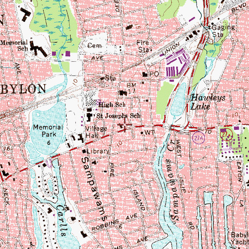 Topographic Map of First Presbyterian Church of Babylon, NY
