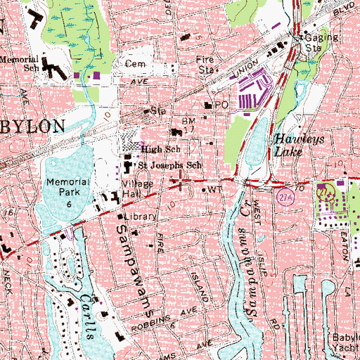 Topographic Map of Babylon Christian School, NY