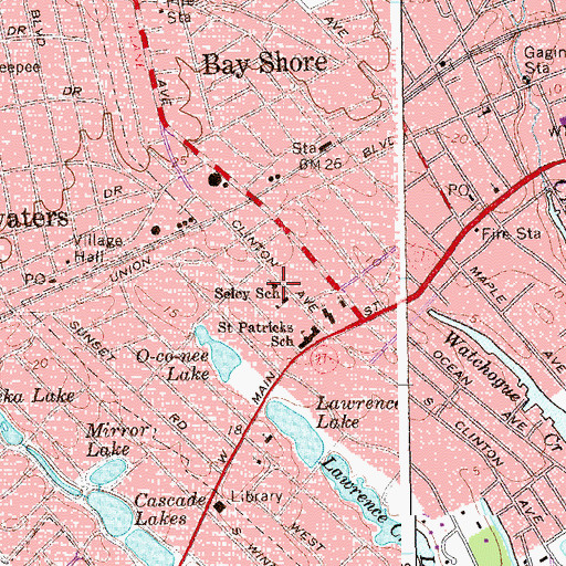Topographic Map of Jewish Center of Bay Shore, NY