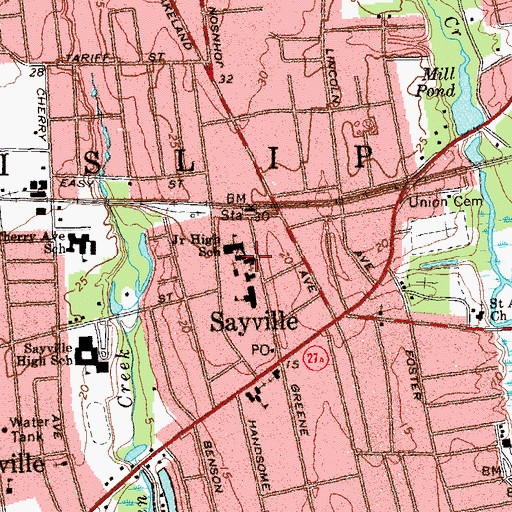 Topographic Map of Saint John's Lutheran Church, NY