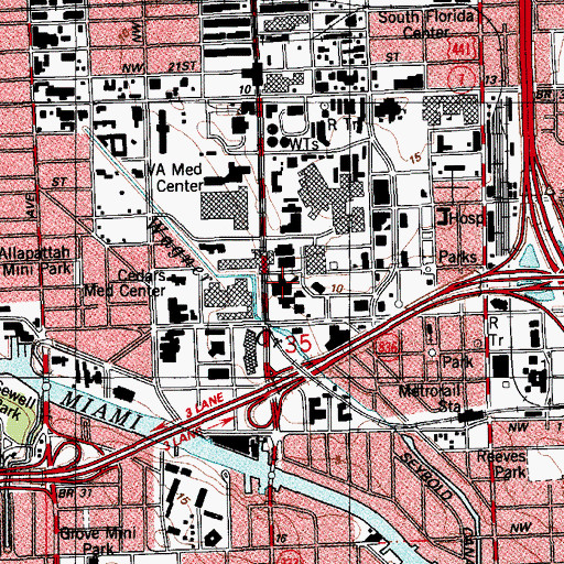 Topographic Map of University of Miami Sylvester Comprehensive Cancer Center, FL