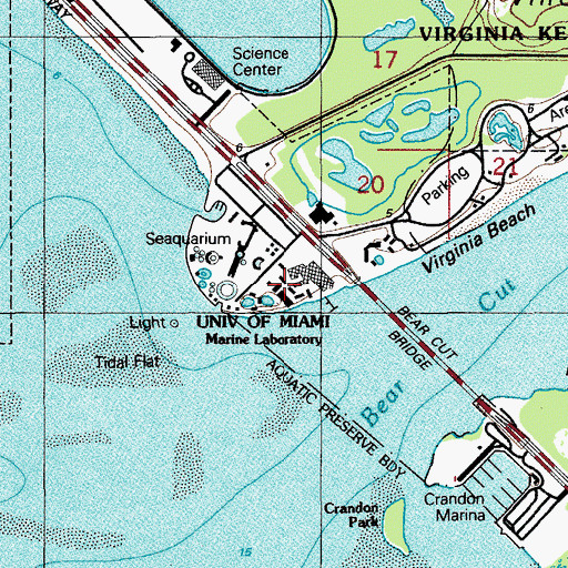 Topographic Map of University of Miami Marine Campus, FL
