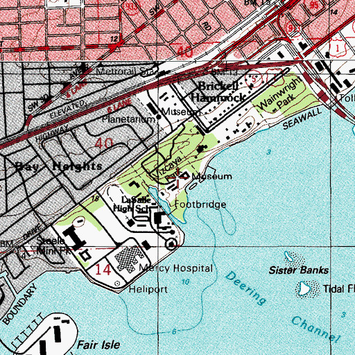 Topographic Map of Vizcaya Gardens, FL