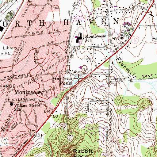 Topographic Map of Hartens Pond, CT