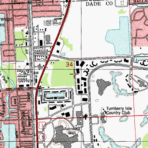 Topographic Map of Tauber School at Aventura, FL