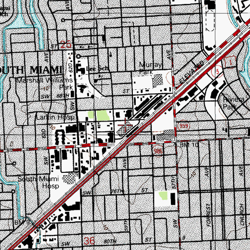 Topographic Map of South Miami Station, FL