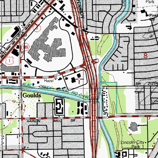 Topographic Map of South Miami-Dade Government Center, FL