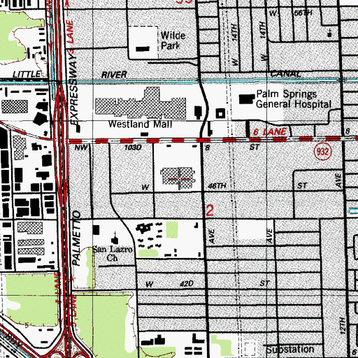 Topographic Map of Saint Thomas University Villanuva Center, FL