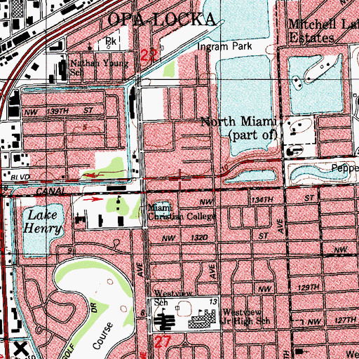 Topographic Map of Opalocka Police Mini Station, FL