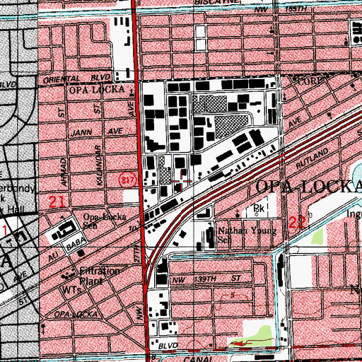 Topographic Map of Opa - Locka Police Department, FL