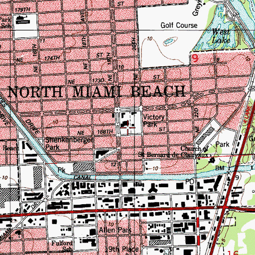 Topographic Map of North Miami Beach Police Department, FL